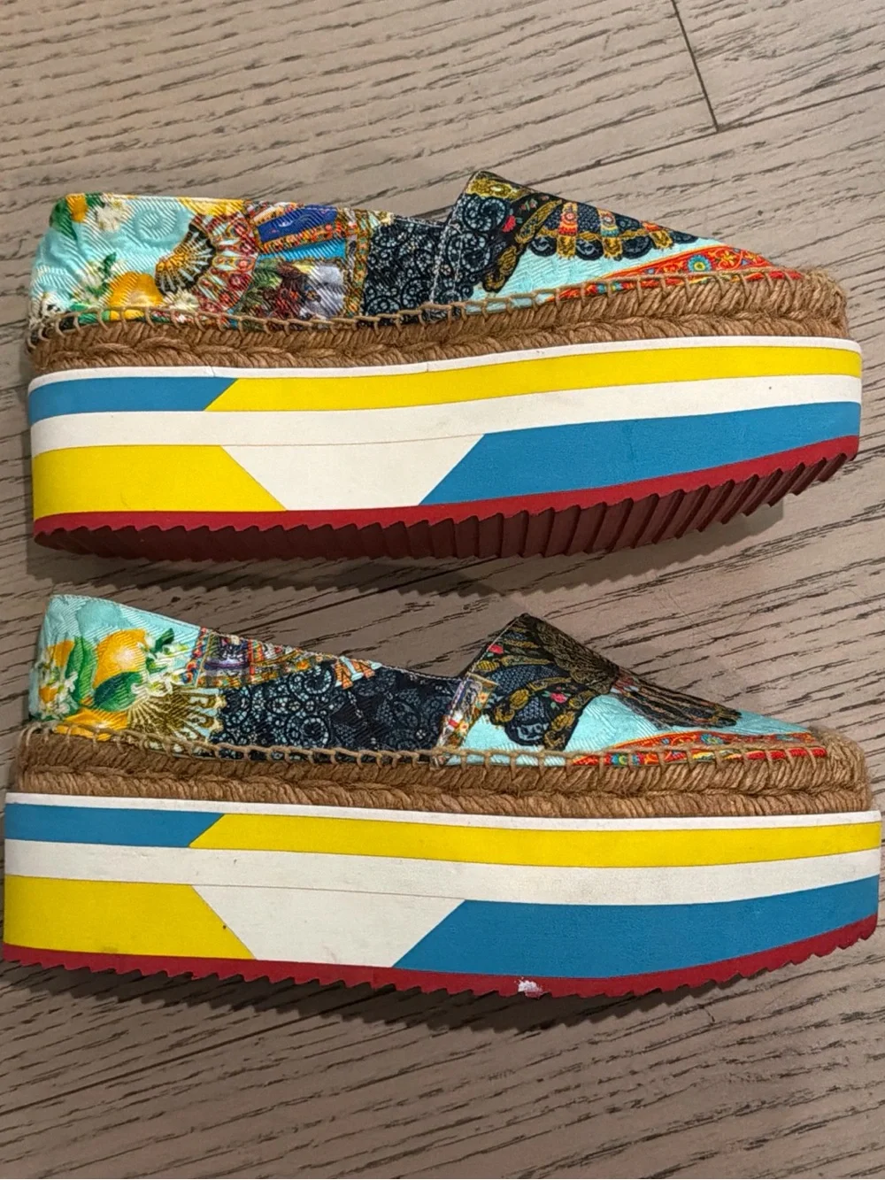 Dolce & Gabbana Aqua Multicolor Platform Espadrilles